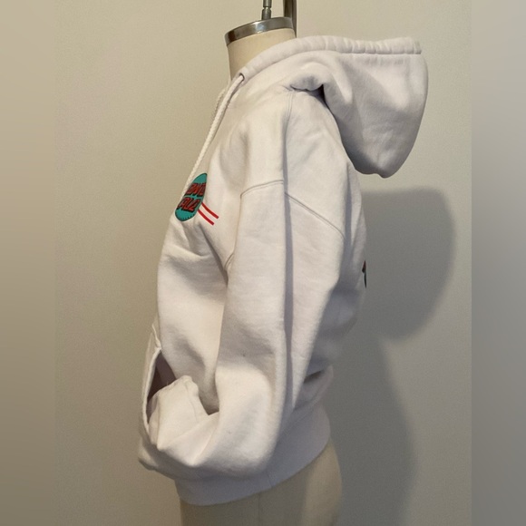 Santa Cruz Skateboards White Hooded Sweatshirt with Logo and Stripes. - Picture 4 of 9